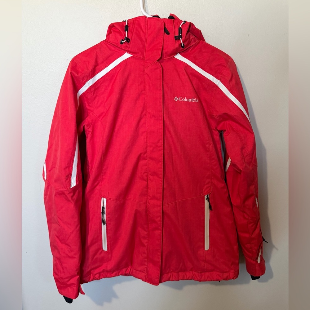 Colombia woman’s small neon Pink-Orange Ski-Snow jacket Omni-Heat, Windgaurd